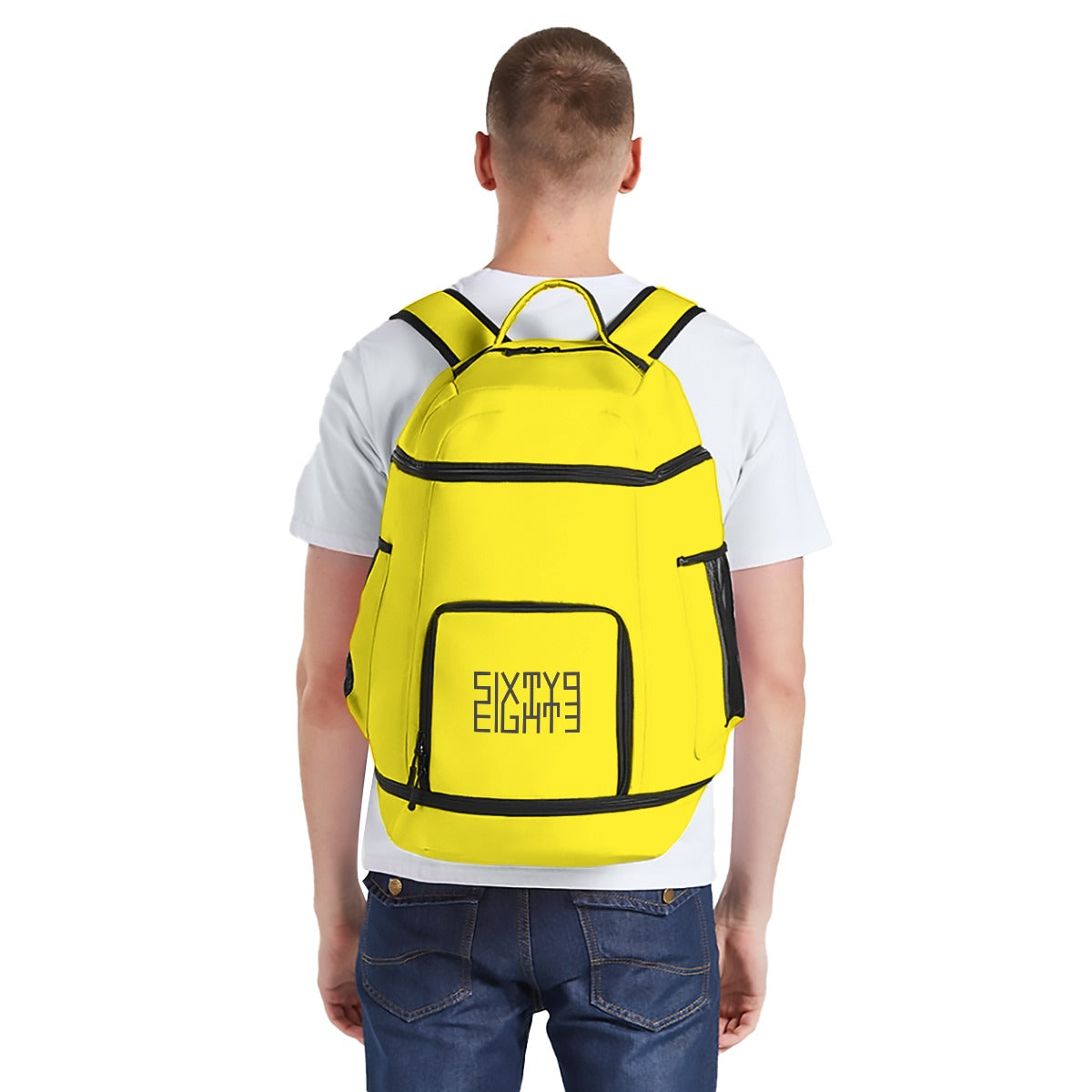 Sixty Eight 93 Logo Black Lemonade Multifunctional Oxford Backpack