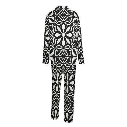 Sixty Eight 93 Logo White & Black Unisex Imitation Silk Pajama Set #2
