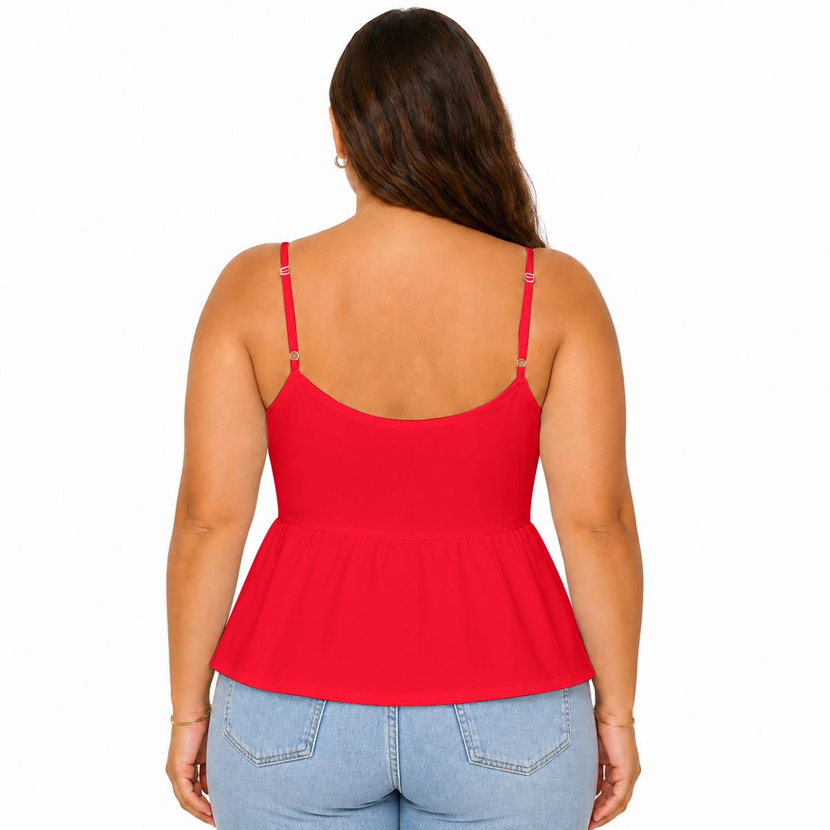 Sixty Eight 93 Logo White Women's Red Cami Peplum Top