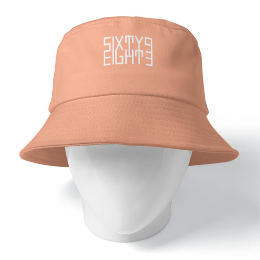 Sixty Eight 93 Logo White Peach Bucket Hat