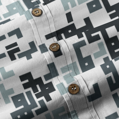 Sixty Eight 93 Logo White & Black Retro PAN Cotton Button Up Shirt