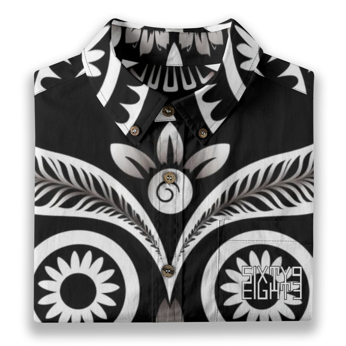 Sixty Eight 93 Logo White & Black Nocturnal One Cotton Button Up Shirt