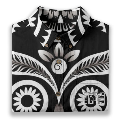 Sixty Eight 93 Logo White & Black Nocturnal One Cotton Button Up Shirt