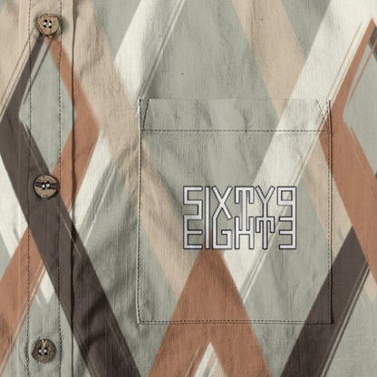 Sixty Eight 93 Logo White & Black Ascension Cotton Button Up Shirt