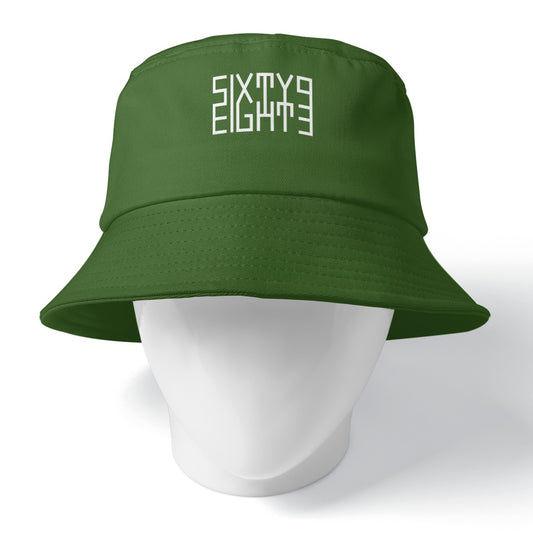 Sixty Eight 93 Logo White Forest Green Bucket Hat