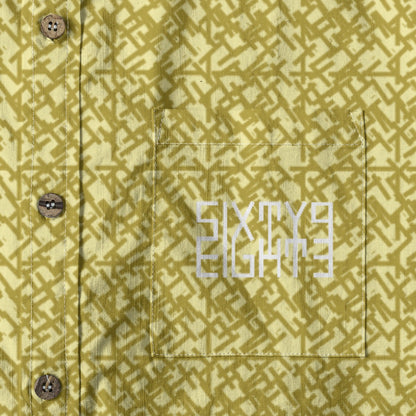 Sixty Eight 93 Logo White Brass Goldenrod Cotton Button Up Shirt