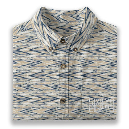 Sixty Eight 93 Logo White & Black Nickel Oasis Cotton Button Up Shirt