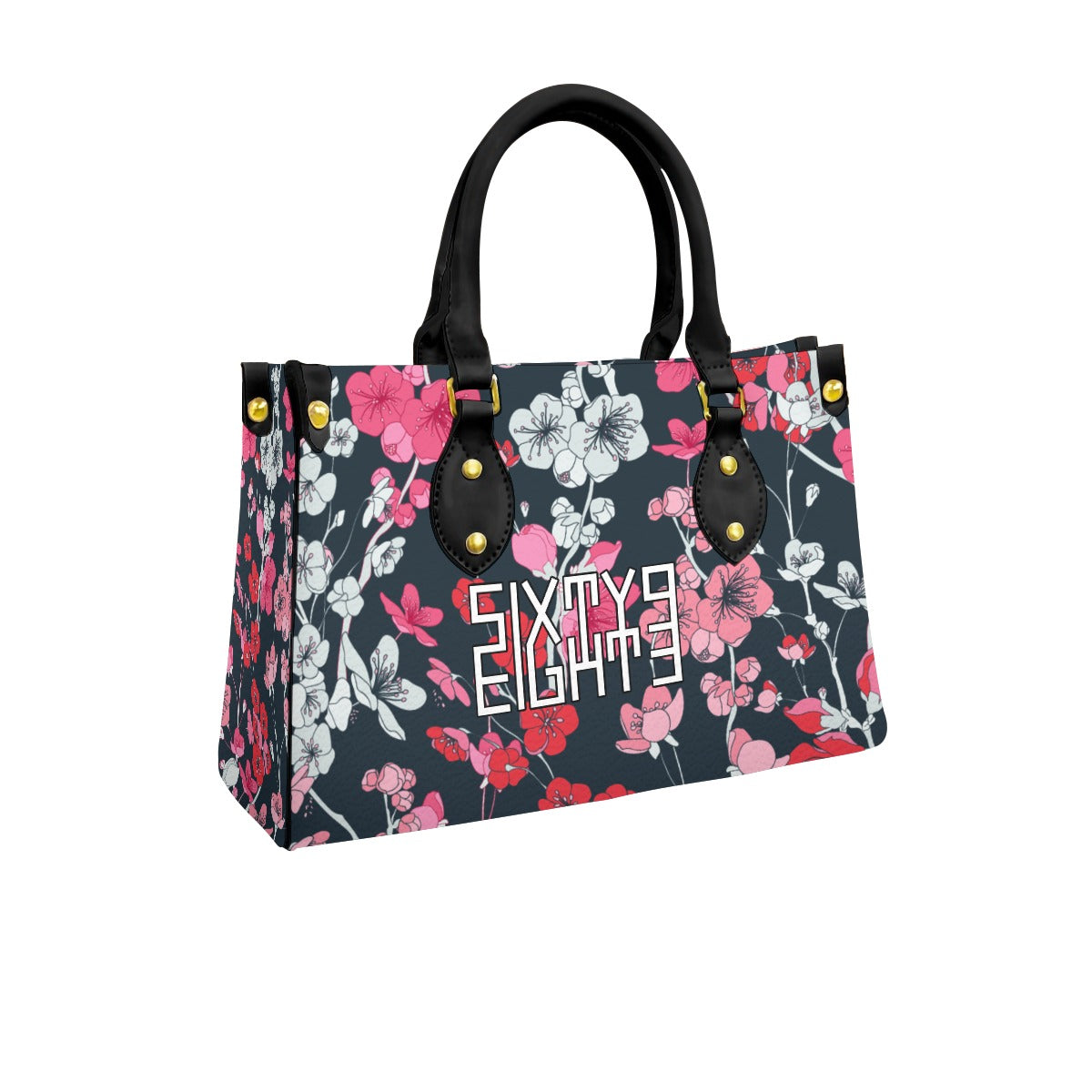 Sixty Eight 93 Logo White & Black Women's Tote Bag With Black Handle #3