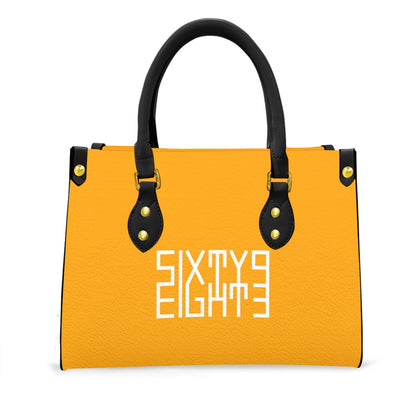 Sixty Eight 93 Logo White Orange Women's Tote Bag With Black Handle