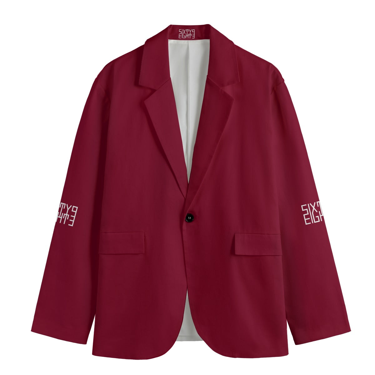 Sixty Eight 93 Burgundy Men's Casual Flat Lapel Collar Blazer