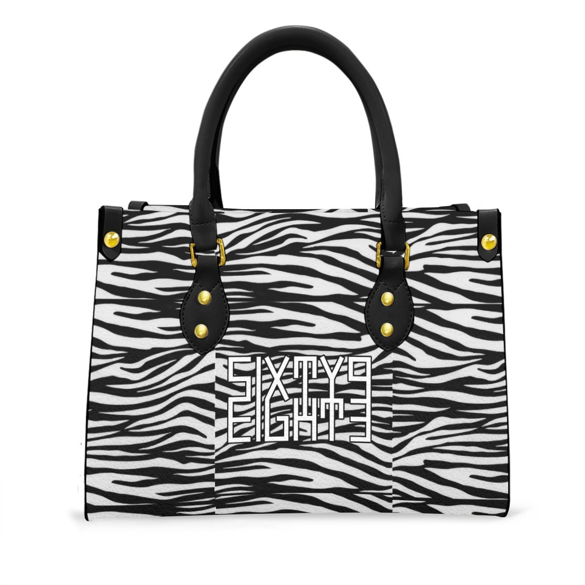 Sixty Eight 93 Logo White & Black OG Zebra Women's Tote Bag With Black Handle