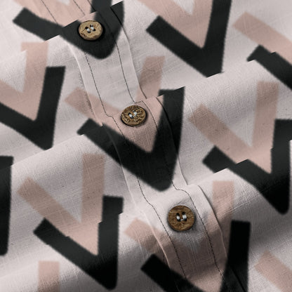 Sixty Eight 93 Logo White & Black V Cotton Button Up Shirt