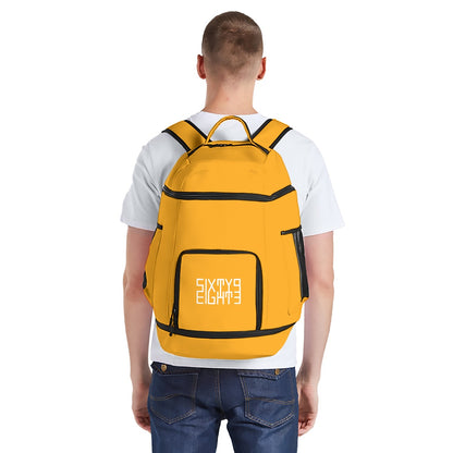 Sixty Eight 93 Logo White Orange Multifunctional Oxford Backpack