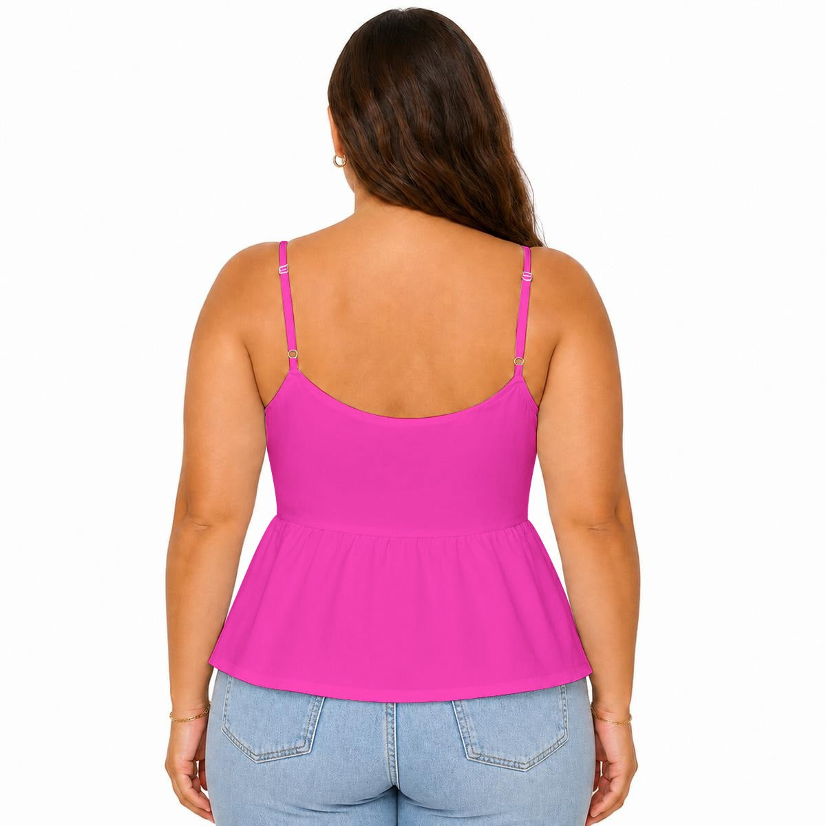Sixty Eight 93 Logo White Women's Fuchsia Cami Peplum Top