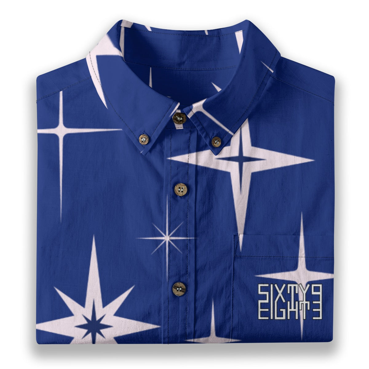 Sixty Eight 93 Logo White & Black Starlight Cotton Button Up Shirt