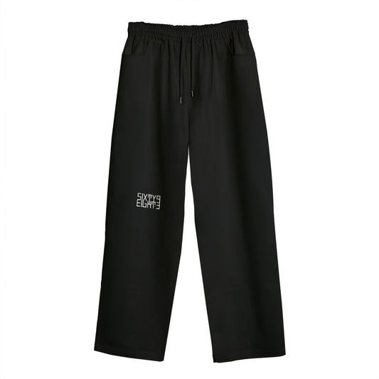 Sixty Eight 93 Logo White Black Unisex Straight Casual Pants