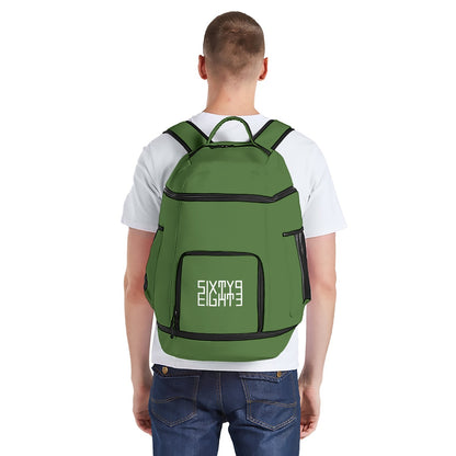 Sixty Eight 93 Logo White Forest Green Multifunctional Oxford Backpack