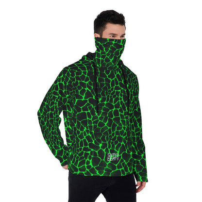 Sixty Eight 93 Boa Black Lime Men's Heavy Fleece Hoodie With Mask