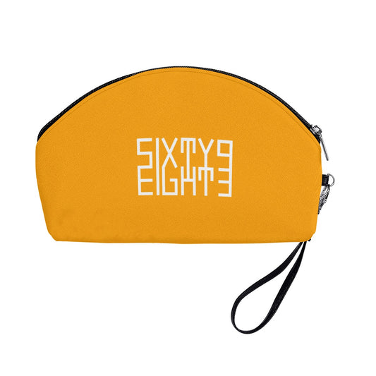 Sixty Eight 93 Logo White Orange Curved Cosmetic Bag