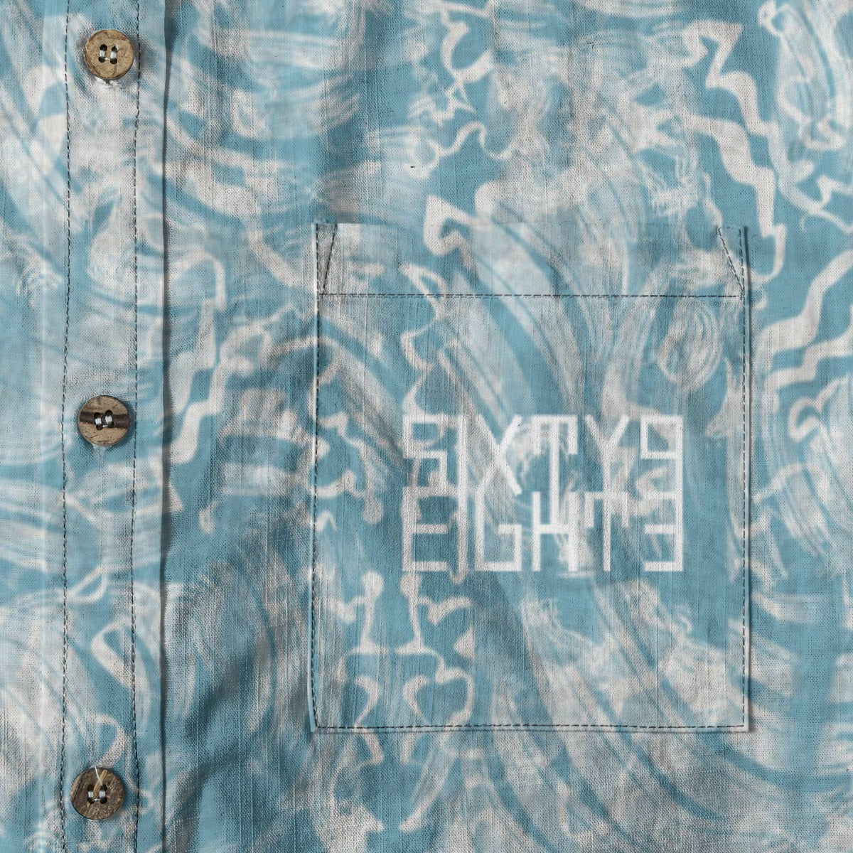 Sixty Eight 93 Logo White Dark Electric Blue & White Cotton Button Up Shirt