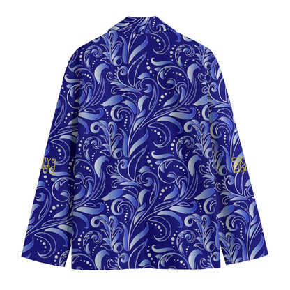 Sixty Eight 93 Floral Blue Men's Casual Flat Lapel Collar Blazer