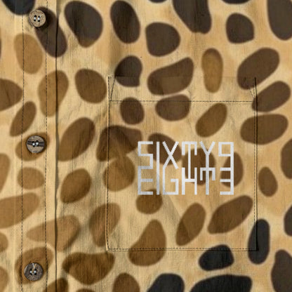 Sixty Eight 93 Logo White Spotted Gold Cotton Button Up Shirt
