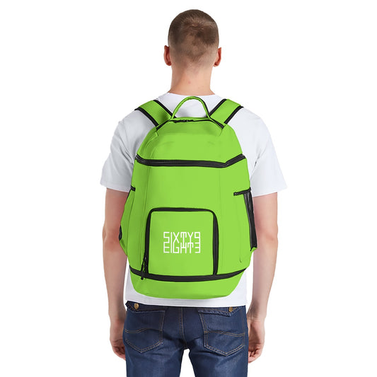 Sixty Eight 93 Logo White Green Apple Multifunctional Oxford Backpack