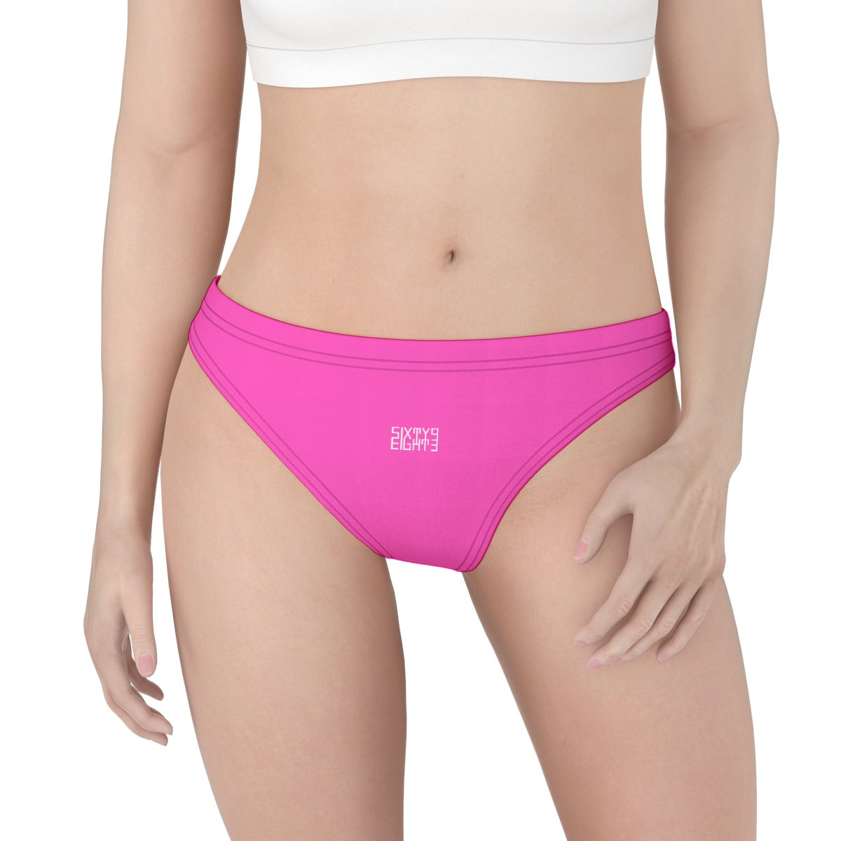 Sixty Eight 93 Logo White Fuchsia Women's Low Cut Thong