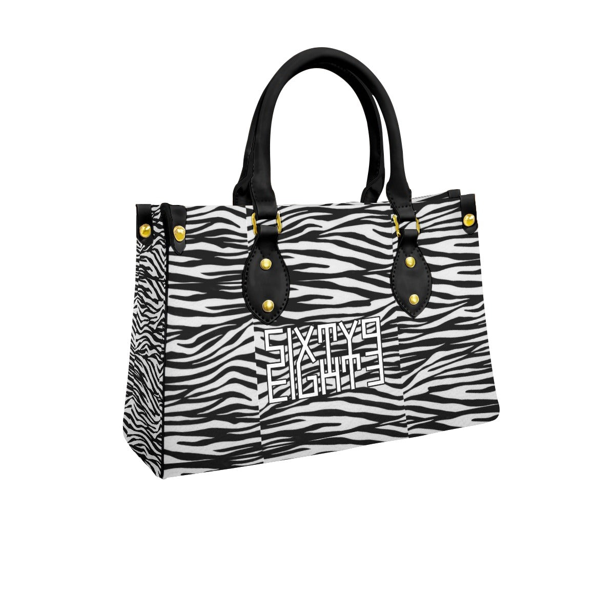 Sixty Eight 93 Logo White & Black OG Zebra Women's Tote Bag With Black Handle