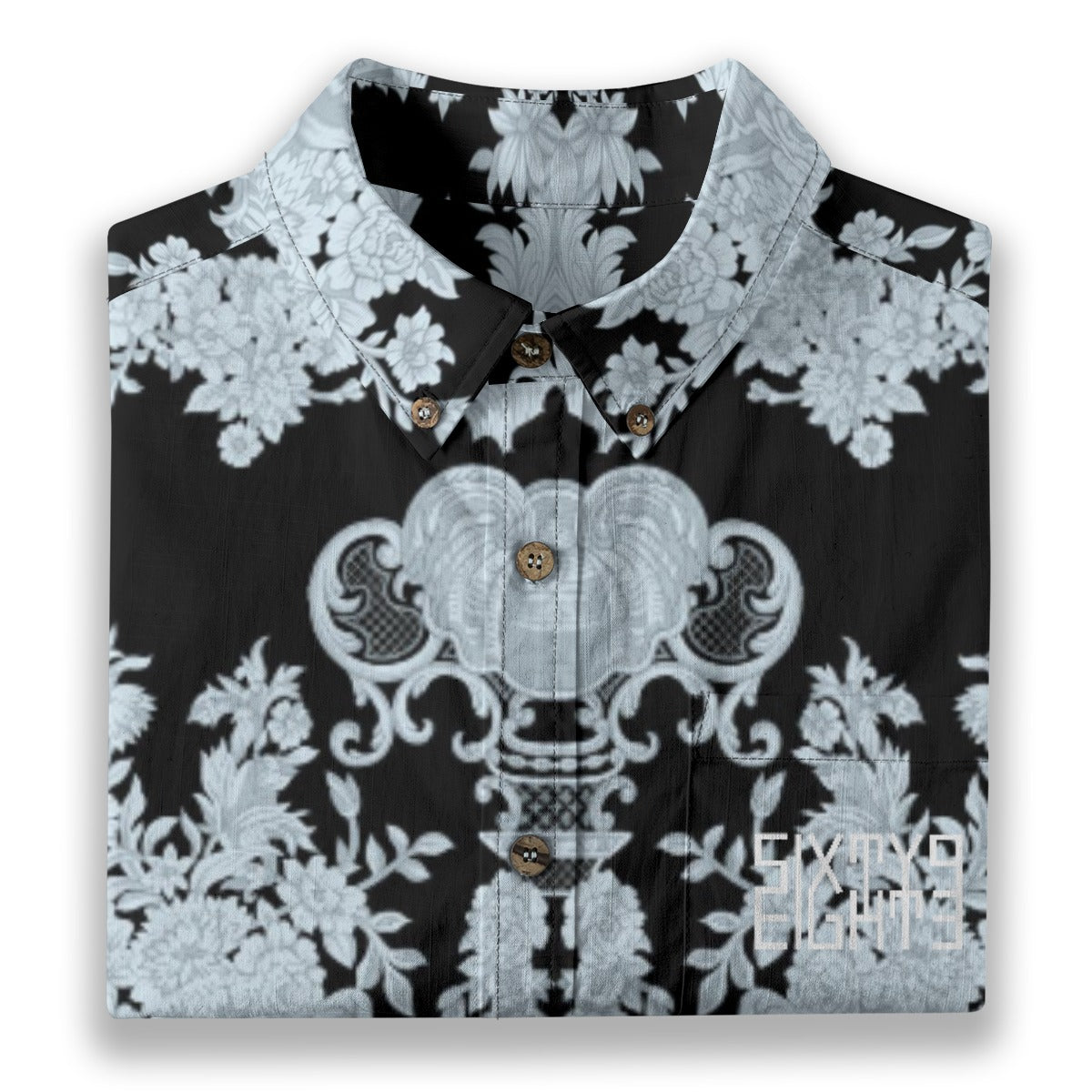 Sixty Eight 93 Logo White Azureish Cotton Button Up Shirt