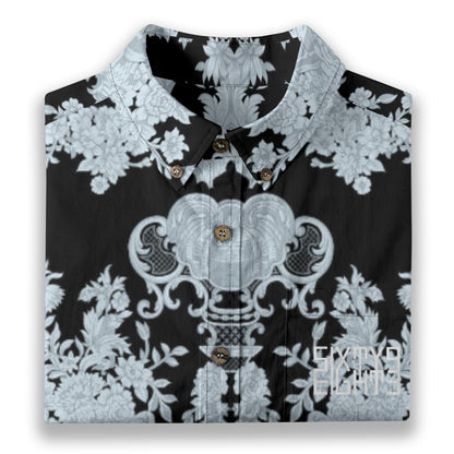Sixty Eight 93 Logo White Azureish Cotton Button Up Shirt