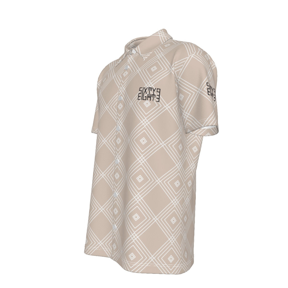 Sixty Eight 93 Logo Black Geo Brown Button Up Shirt