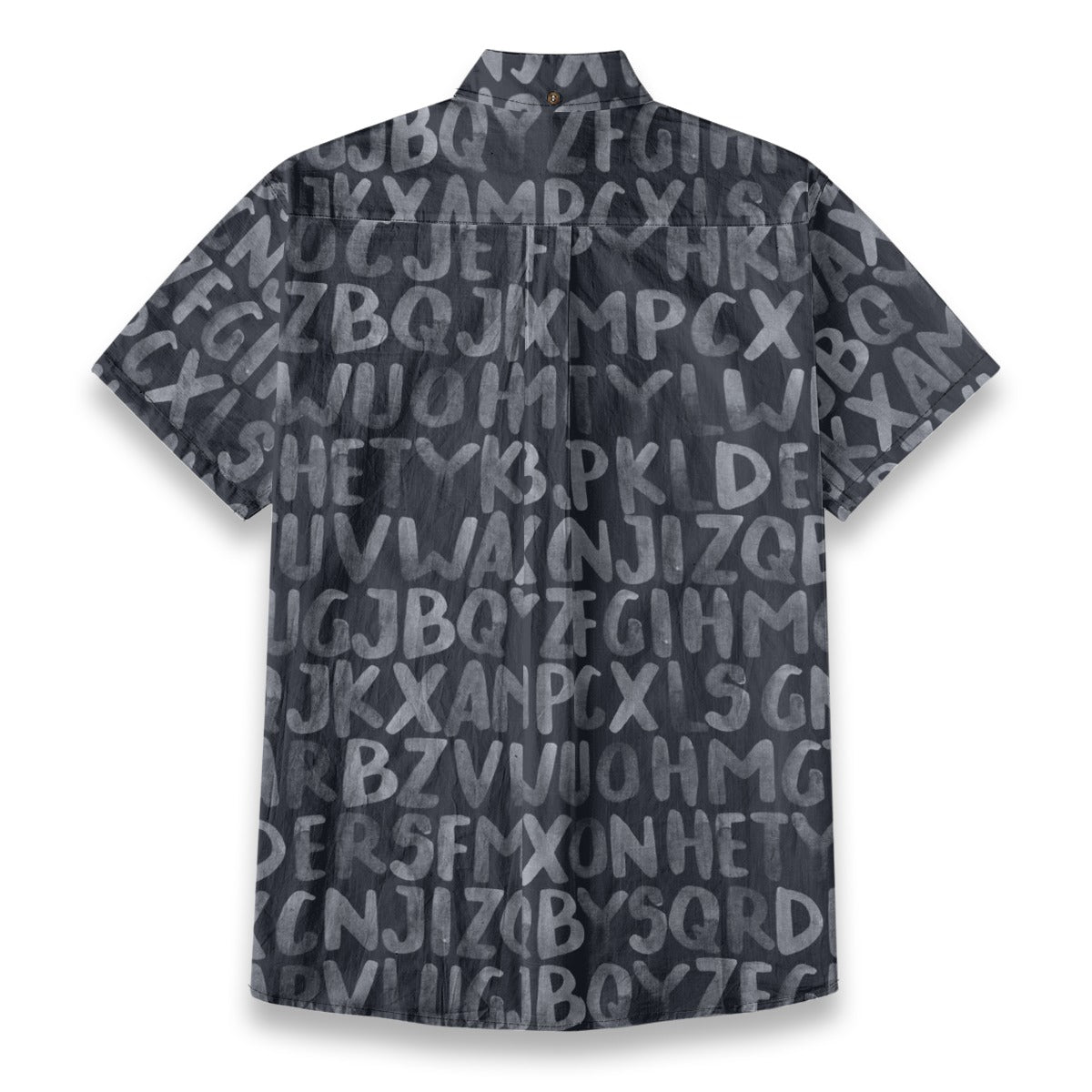 Sixty Eight 93 Logo White Alphabet Gray Cotton Button Up Shirt