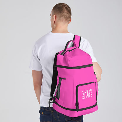 Sixty Eight 93 Logo White Fuchsia Multifunctional Oxford Backpack