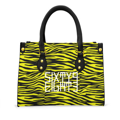 Sixty Eight 93 Logo White Zebra Black Lemonade Women's Tote Bag With Black Handle