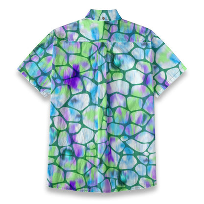 Sixty Eight 93 Logo Purple Stained Cells Cotton Button Up Shirt