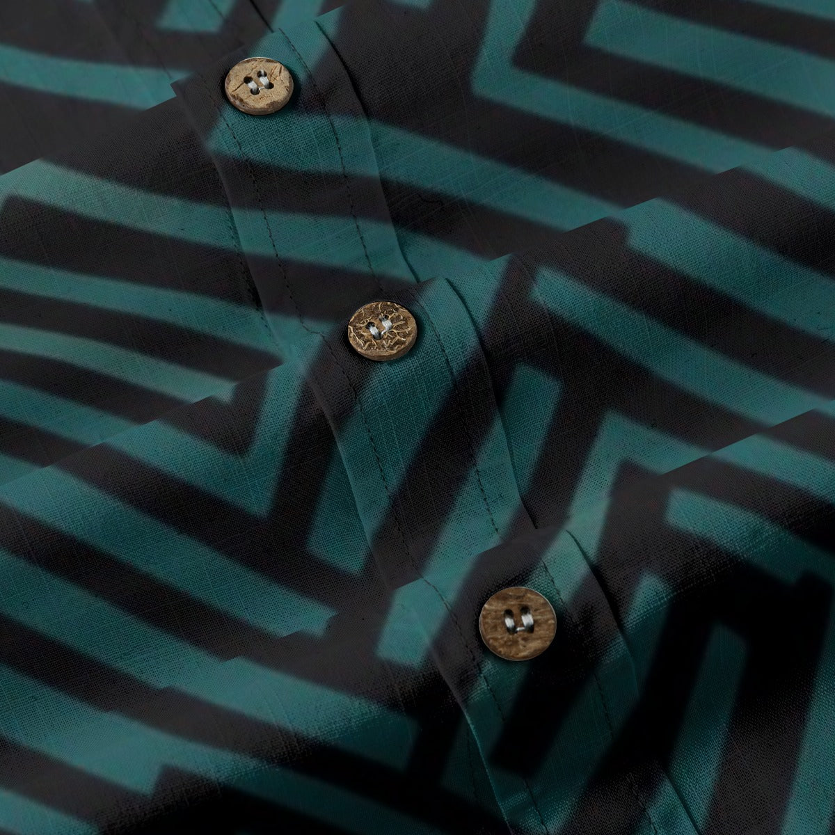Sixty Eight 93 Logo White Myrtle Green & Eerie Black Cotton Button Up Shirt