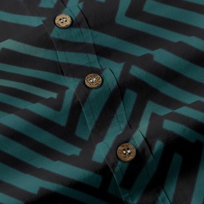Sixty Eight 93 Logo White Myrtle Green & Eerie Black Cotton Button Up Shirt