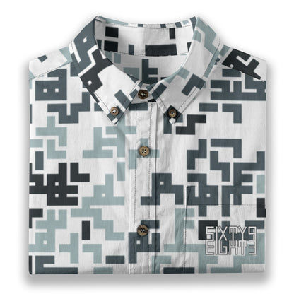 Sixty Eight 93 Logo White & Black Retro PAN Cotton Button Up Shirt