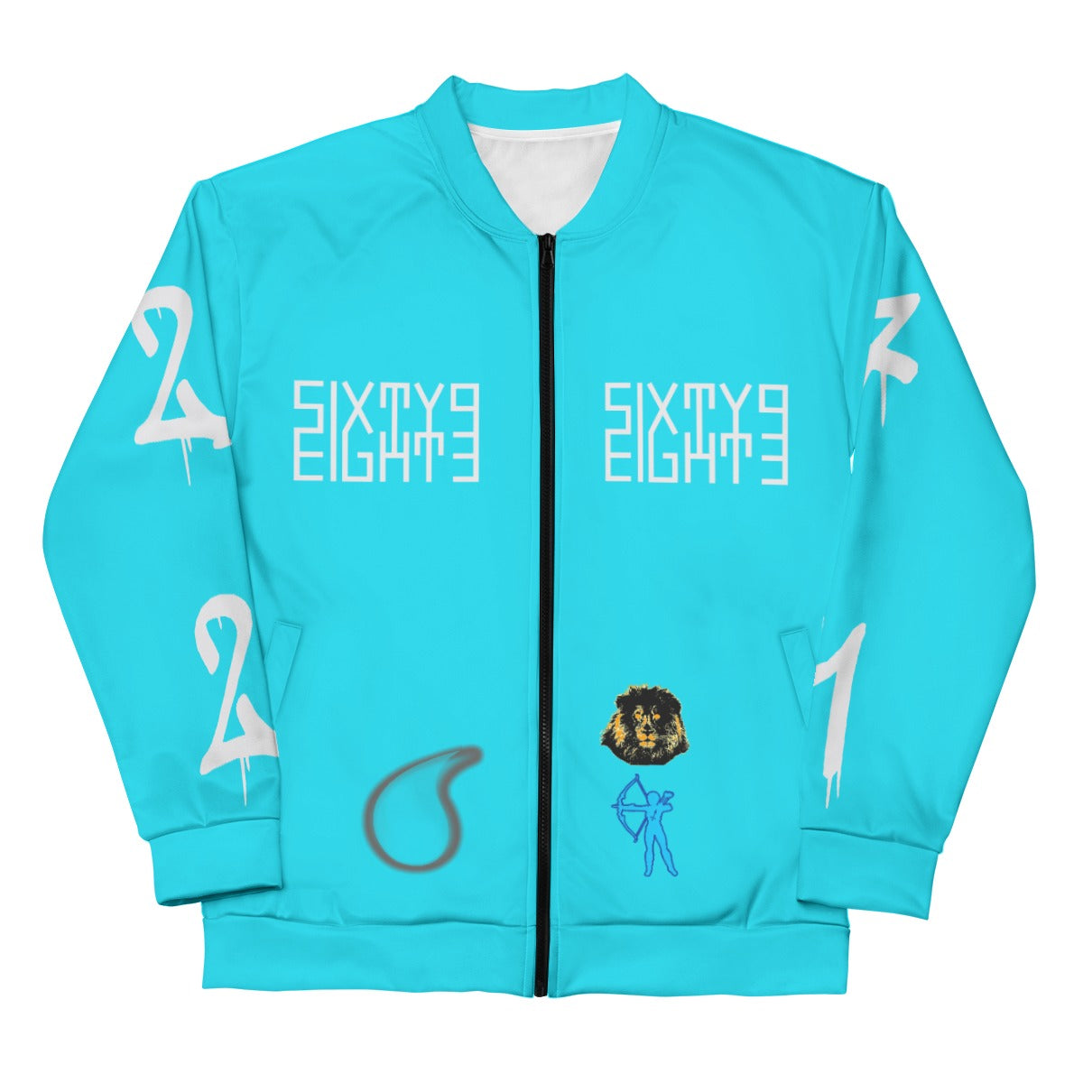 Sixty Eight 93 Aquariuses Only 2.0 Unisex Bomber Jacket (Black)