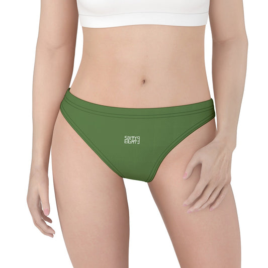 Sixty Eight 93 Logo White Forest Green Women's Low Cut Thong