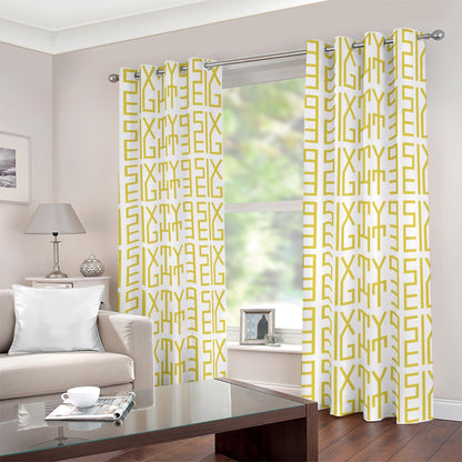 Sixty Eight 93 Infinity Logo Gold White Blackout Grommet Curtains