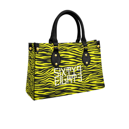 Sixty Eight 93 Logo White Zebra Black Lemonade Women's Tote Bag With Black Handle