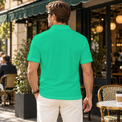 Sixty Eight 93 Logo White Men's Sea Green Cotton Polo Shirt