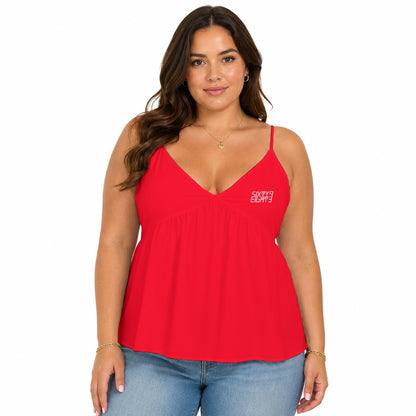 Sixty Eight 93 Logo White Women's Red Cami Peplum Top