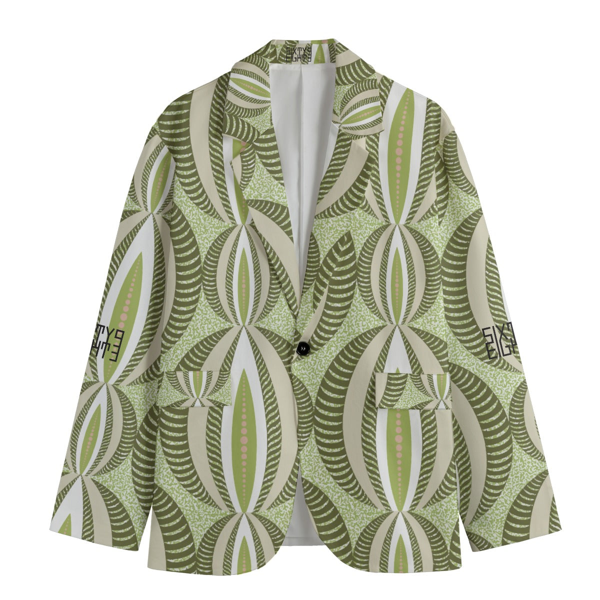 Sixty Eight 93 Floral Green Men's Casual Flat Lapel Collar Blazer