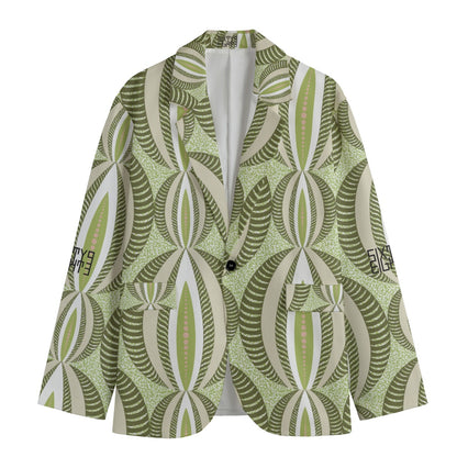 Sixty Eight 93 Floral Green Men's Casual Flat Lapel Collar Blazer