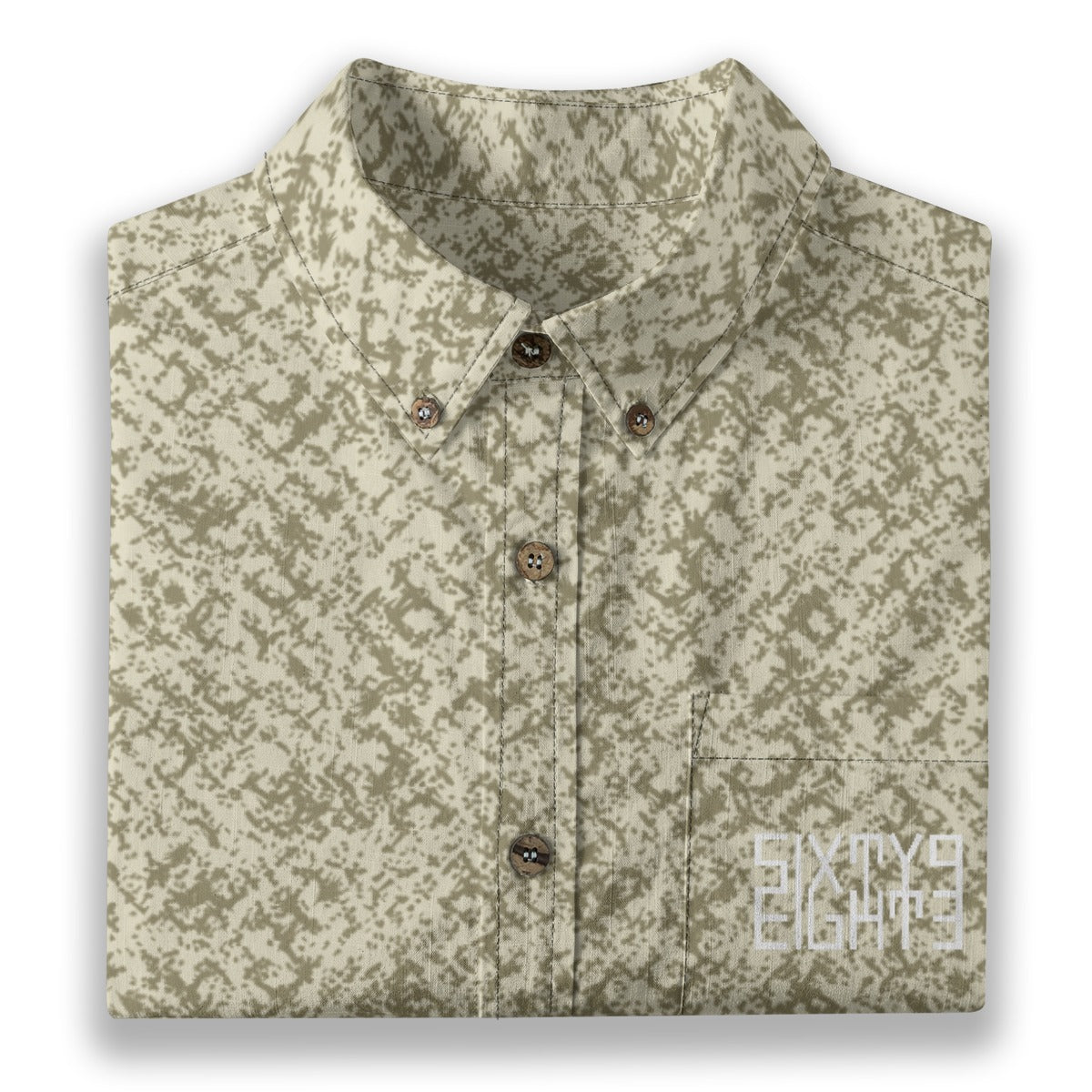 Sixty Eight 93 Logo White Pastel Gray & Grullo Cotton Button Up Shirt