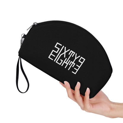 Sixty Eight 93 Logo White Black Curved Cosmetic Bag