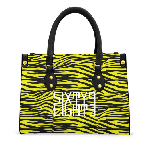 Sixty Eight 93 Logo White Zebra Black Lemonade Women's Tote Bag With Black Handle